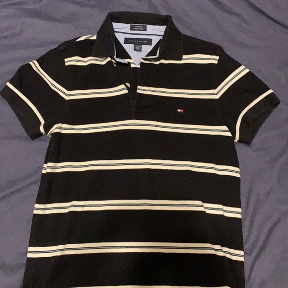 Tommy Hilfiger Other - Tommy Hilfiger polo black with white stripe shirt.
